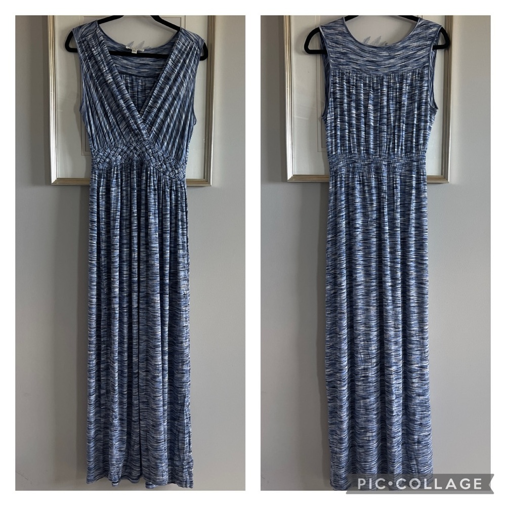 🌸5/25 SPENSE Maxi Sleeveless V Neck Braided Elastic Waist Dress Size S/M